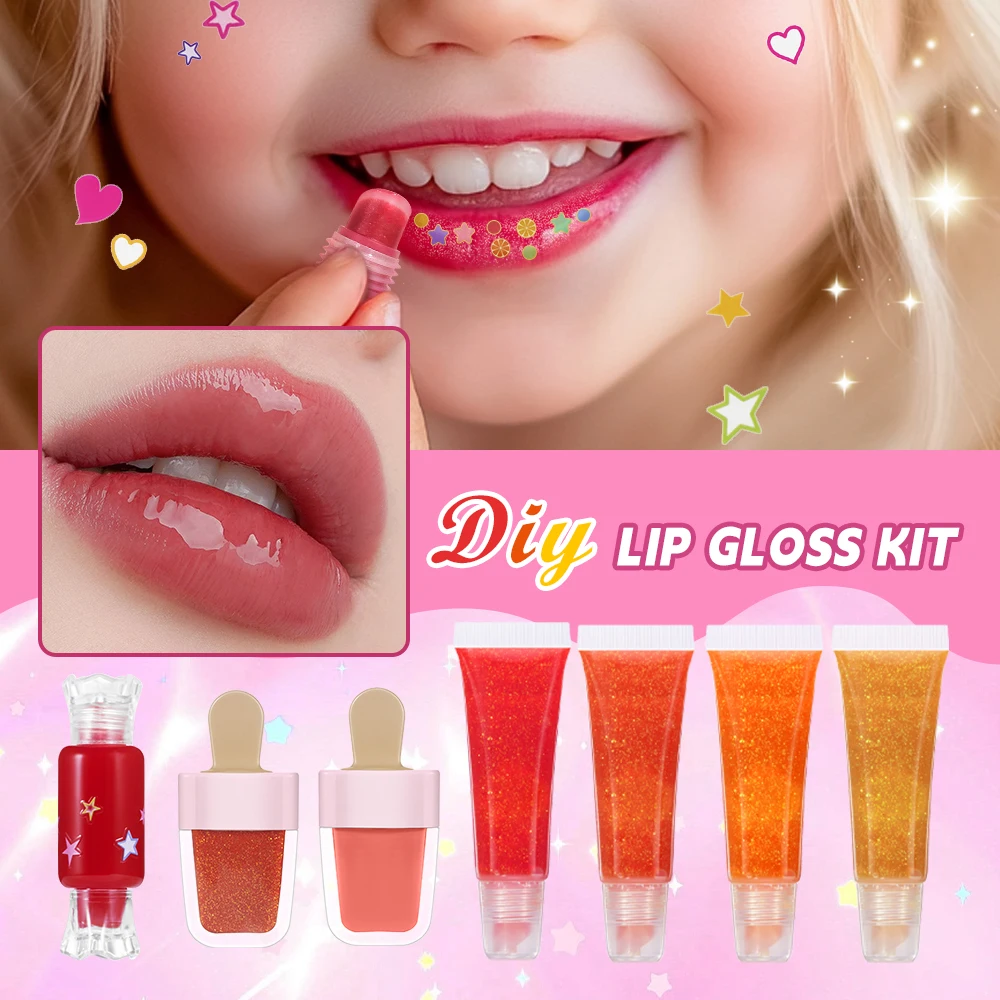 Lip Gloss Base Set Lip Gloss Making Kit Diy Kit Moisturizing Nourish for Girl Kids Gifts Pack Set Cosmetics