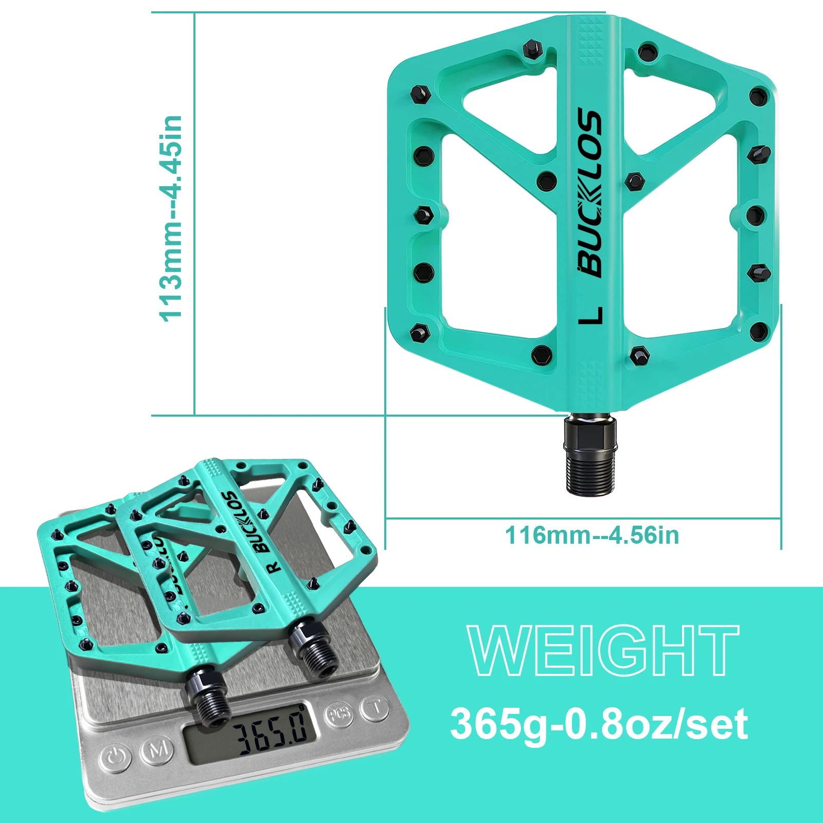 BUCKLOS Durable Nylon Flat Bike Pedals with Sealed Bearings