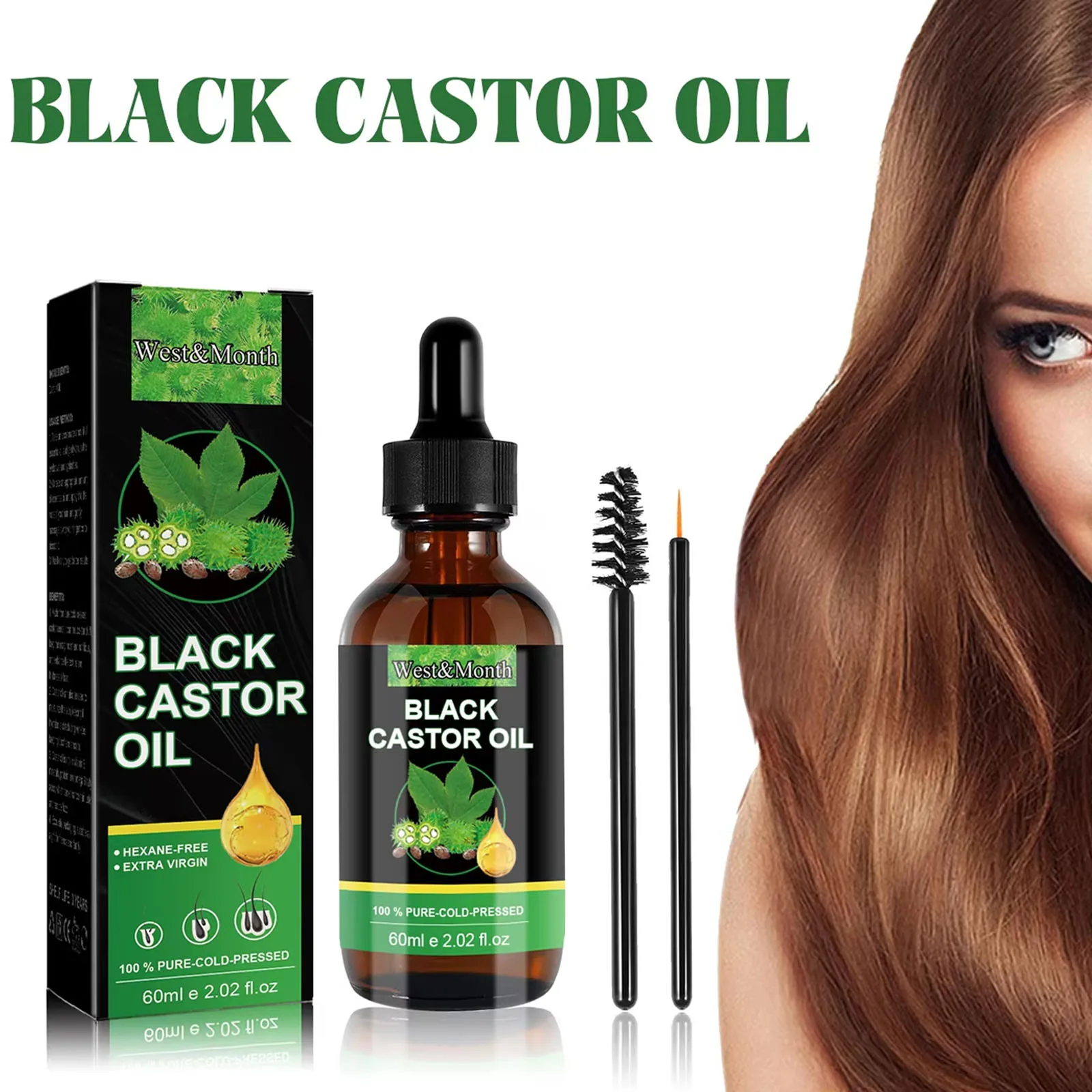 Castor Oil Hair Regrowth Eyebrow Lengthening Fuller Longer Thicker Anti Hair Loss Baldness Treatment Eyelashes Enhancement Oil