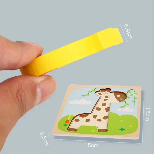 3D Wooden Puzzle Jigsaw for Children Cartoon Animal Puzzles Intelligence Kids Educational Cognitive Toys Baby Montessori Games 6