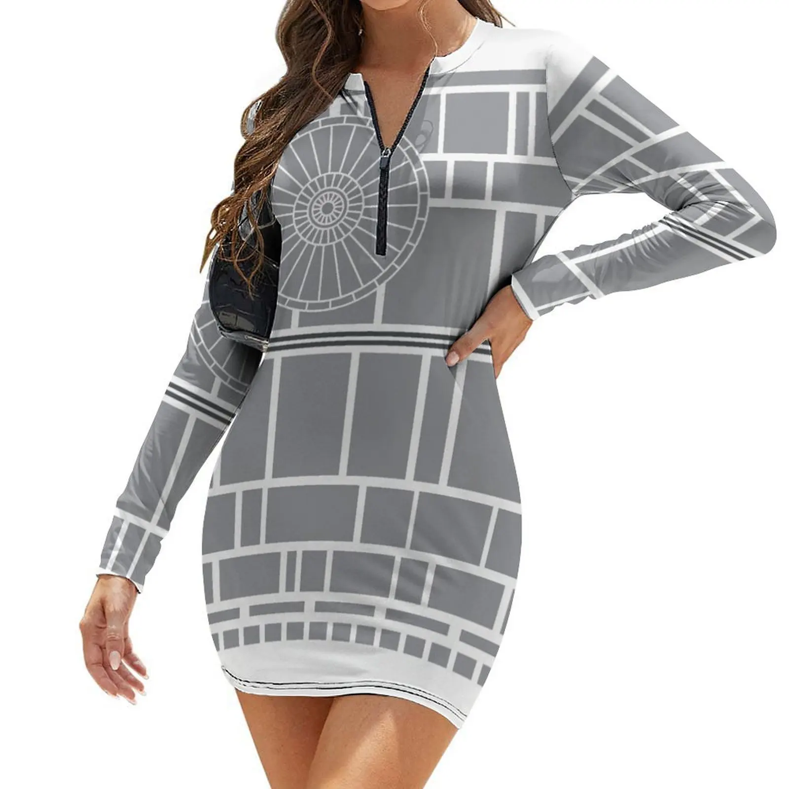 

Death Rectangles Long-Sleeve Bodycon Dress womens dress summer dress women 2024