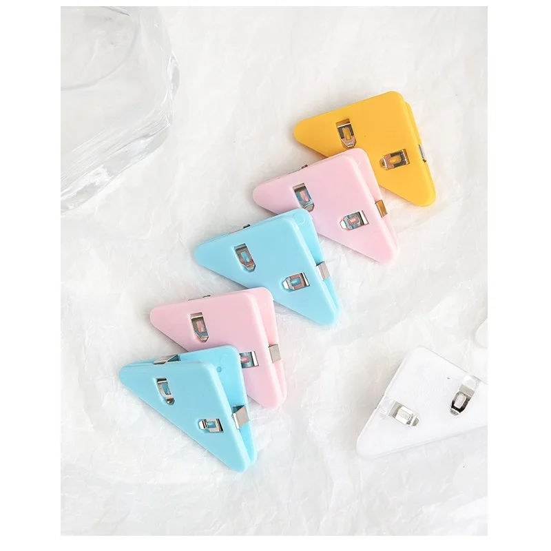 Paper clips binder clips metal clamp clips 5pcs Mini Color Corner Clips Set Transparent & Solid Colorful Page Holder Paper Clip Clamp File Index Photo Office School