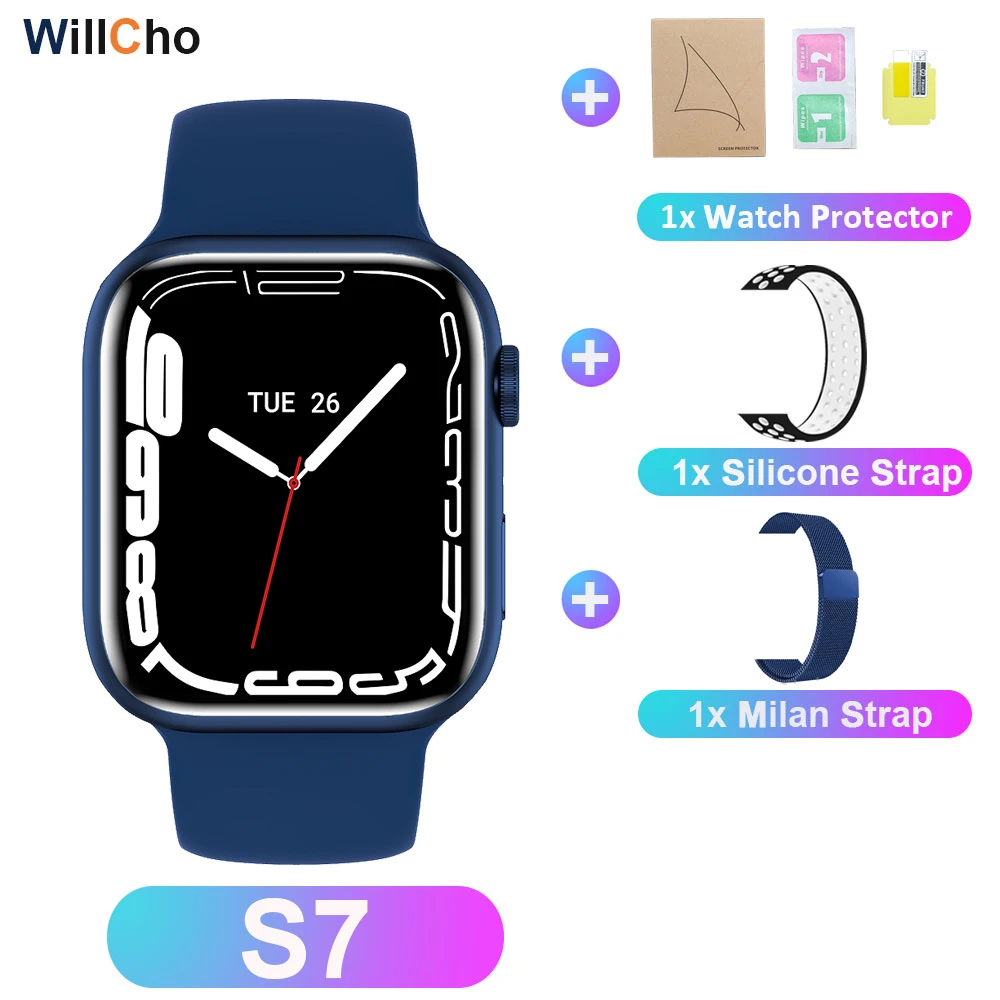 2022 S7 Smart Watch Iwo 14 Pro Nfc Voice Assistant Bluetooth Dial Answer Call Watch for Men Smart Watch Women Series 7 Pk W37Pro 