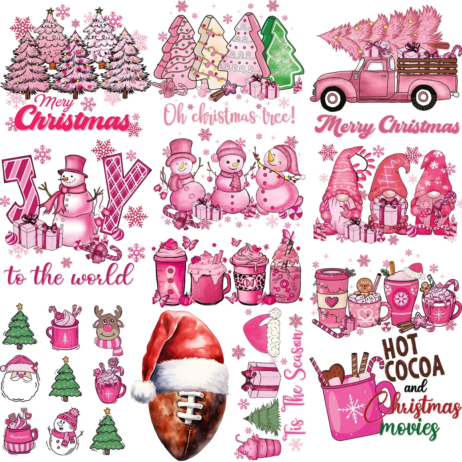 

12-Pcs Christmas Themed Iron-On Transfer Stickers,Vinyl Heat Transfer Patches for DIY Garments Backpack Heat Transfer Film