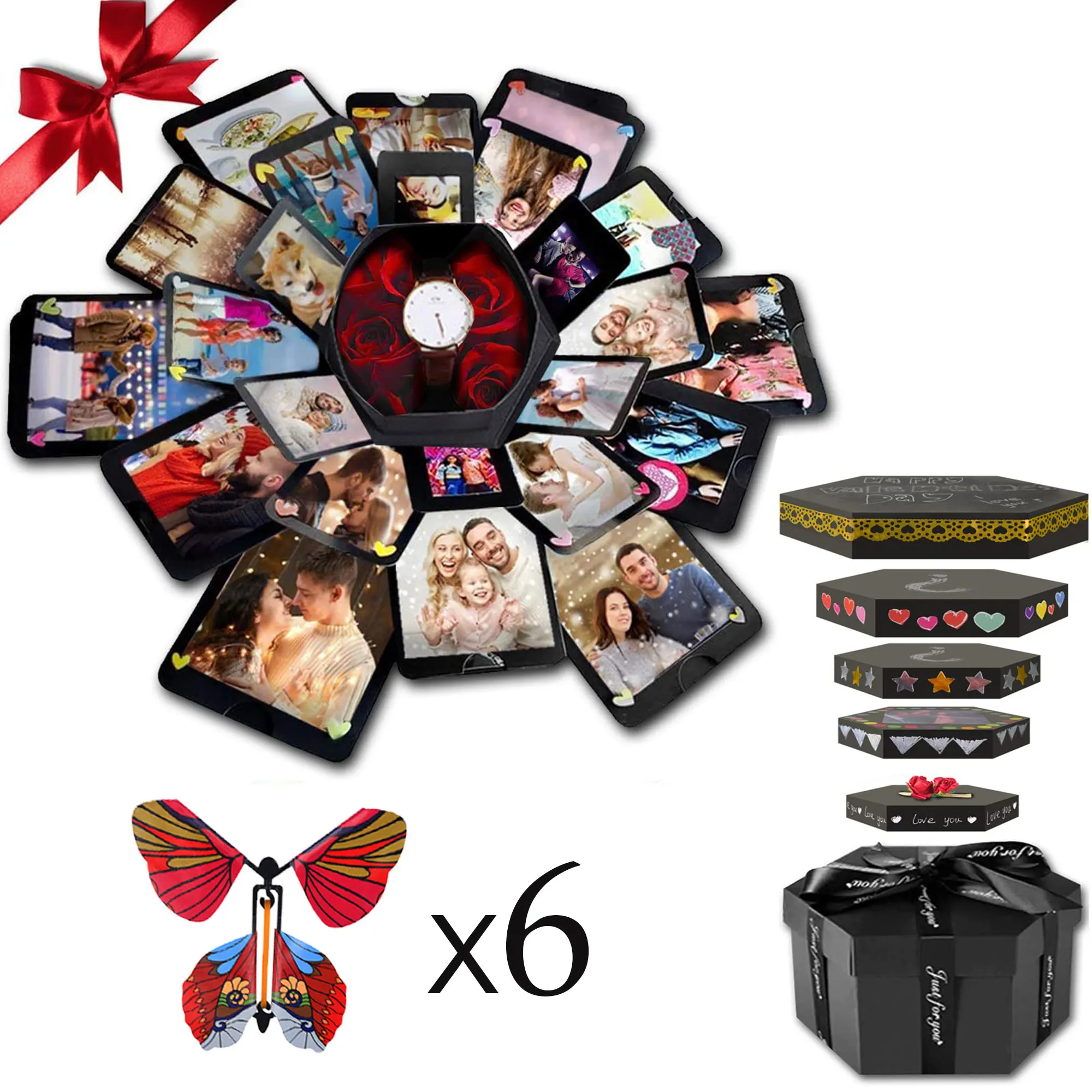 Explosion Box DIY Photo Album Box Surprise  Assembled Handmade With Magic Flying Butterfly Birthday Gift Box Anniversary Wedding