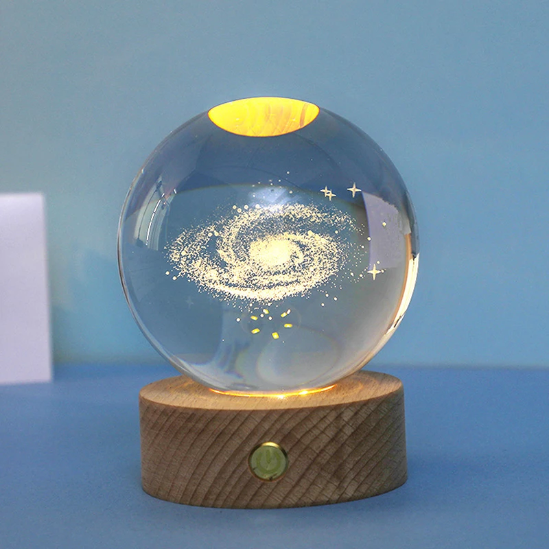 Base de luz de madera redonda y cuadrada, adorno artístico de resina de cristal, Led, 6cm, 7cm, 5cm