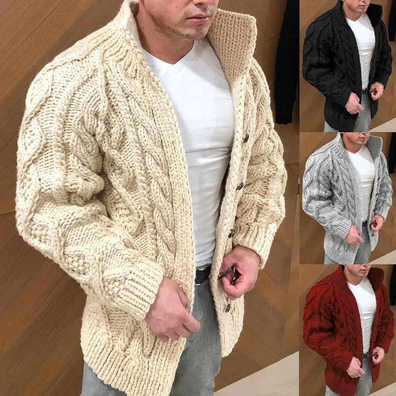 

New 2023 Autumn Men's Warm Coats Cardigans Sweater Men Stretchy Thicker Brand Luxury Thermal SweaterS Coat Male Winter Clothing