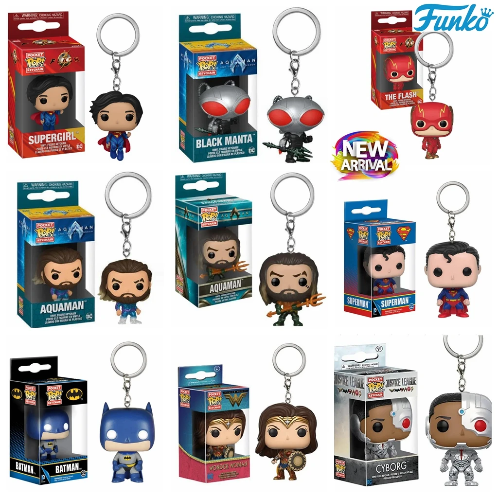 FUNKO Pop Новая Лига Справедливости Aquaman 2 Flash Wonder Women Superman Super Girl Карманный Брелок для ключей Pop коллекционные игрушки