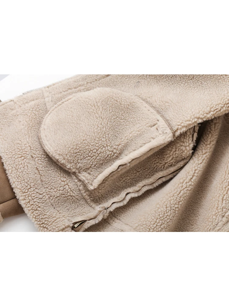 ZACK RAIN Brown Jacket For Women 2023 Winter Vintage Fur Integrated Jacket Lapel Long Sleeves Jackets Female Outwears Chic 5