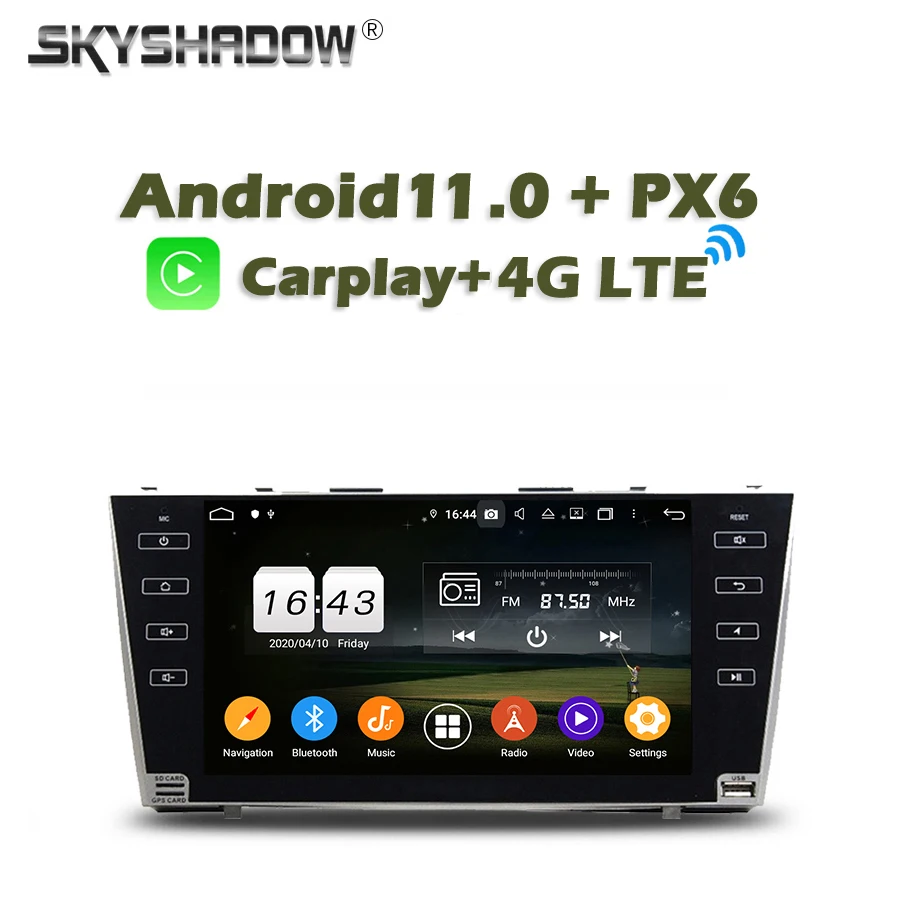 720P беспроводной Carplay PX6 автомобильный DVD мультимедийный плеер Android 11 4 Гб + 64 Wifi