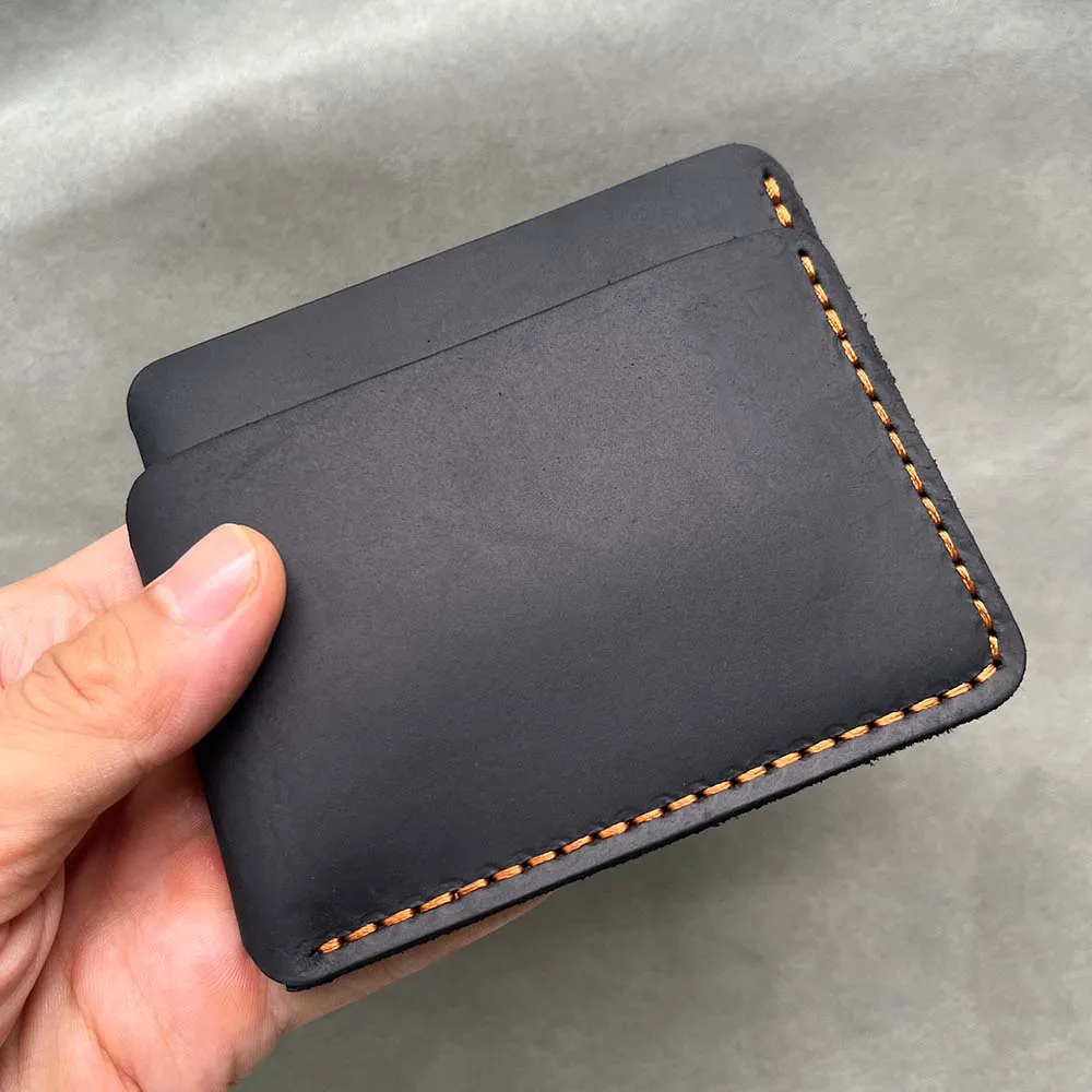 Handmade Slim Leather Credit Card Holder Real Cow Leather Wallet for Credit Cards Porte Carte for 6 to 8 cards