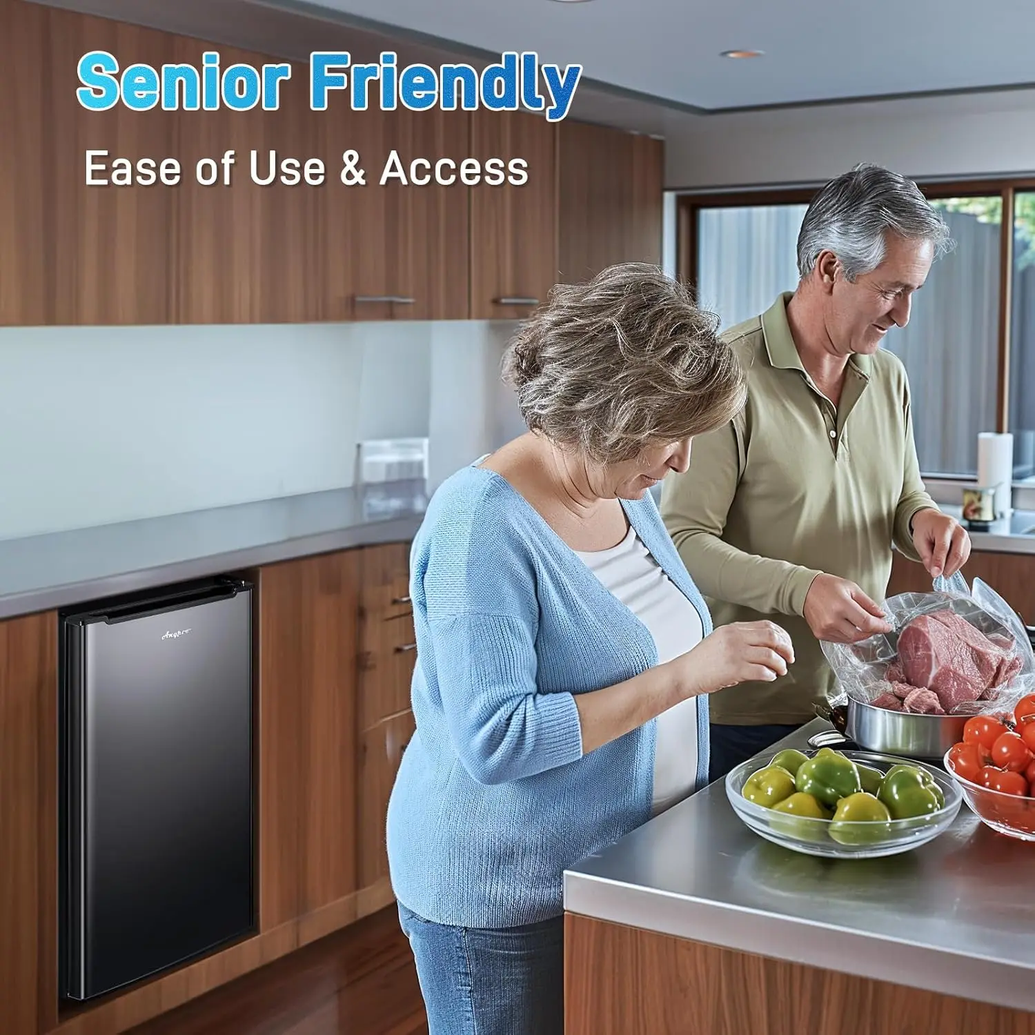Upright Freezer 3 Cu.Ft Mini Freezer with 3 Pull-down Drawer Doors, Adjustable Thermostat Small Deep Single Door Standin