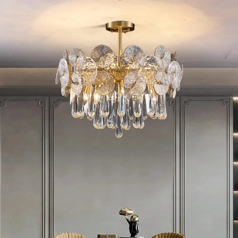 Modern Luxury Gold Glass Chandelier