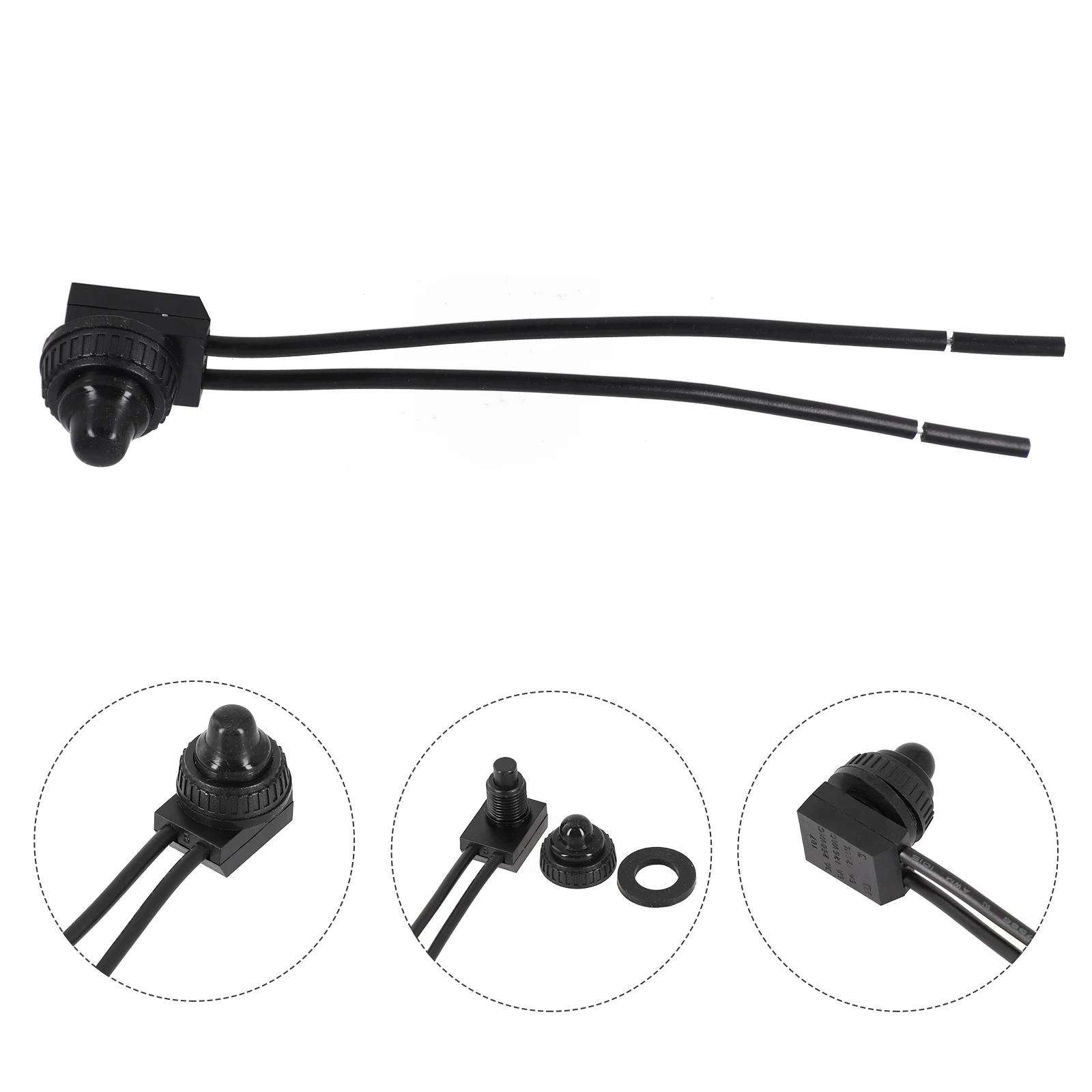 Ein-Aus-Schalter, Drucktastenschalter, rot/schwarz, Gummiabdeckung, robust, wasserdicht, mit Leitungen, Draht, 12 V, 250 V, 3 A, Bakelit-Basis, KP107 – Detail 27