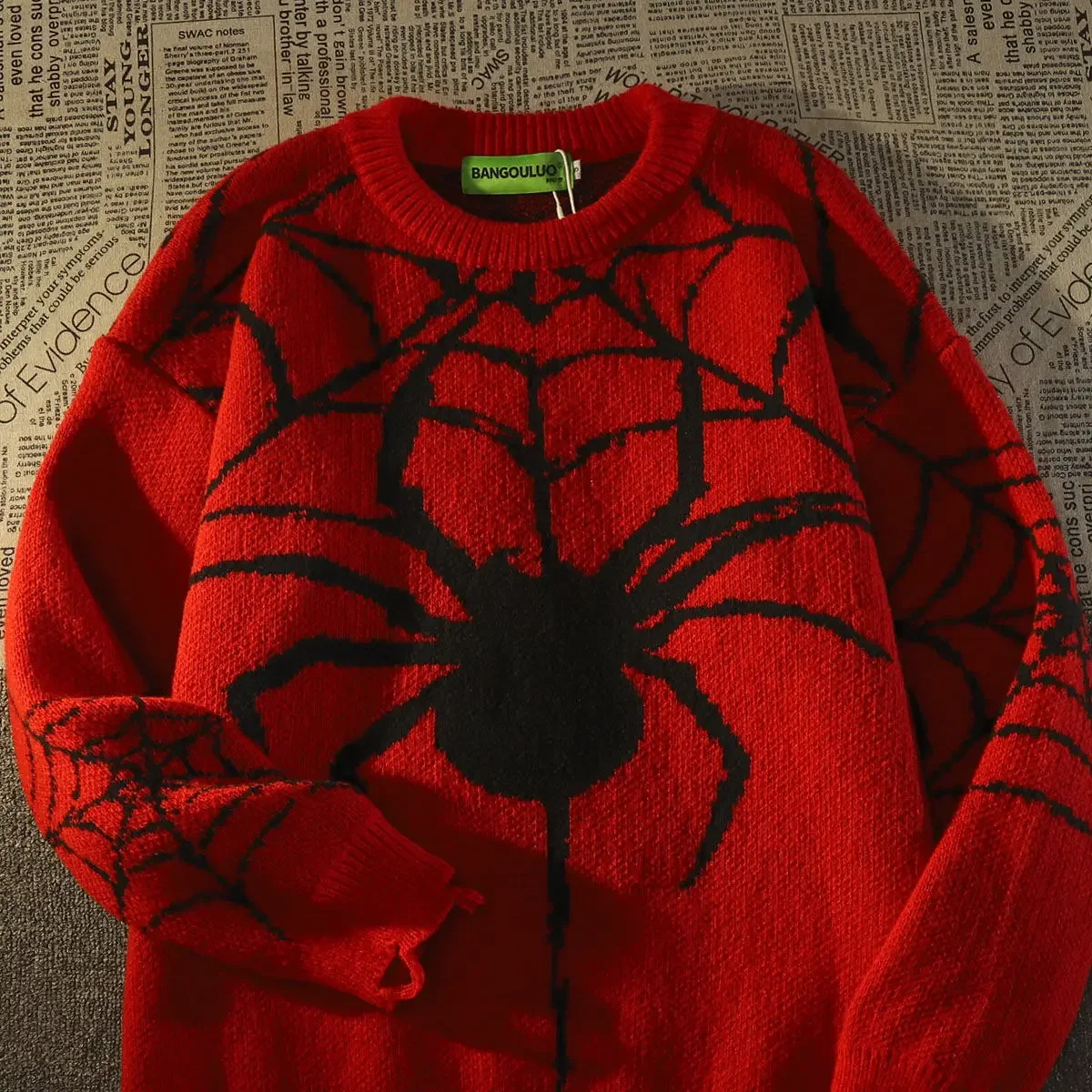 

Tide Brand Spider Hole Sweater Women Winter Warm Knit Pullover Oversized Y2k Harajuku Hip Hop Mens