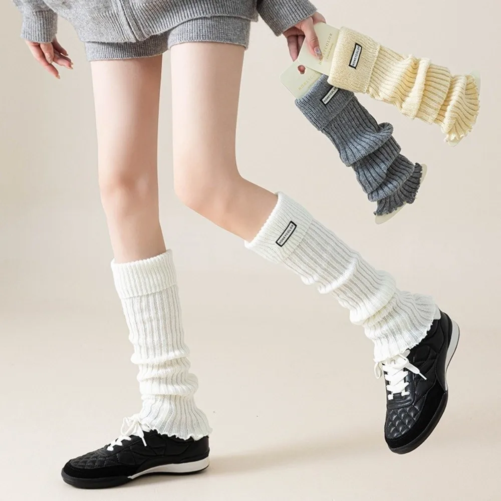 Thickened Solid Color Leg Warmers Polyester Fiber Mid Calf Socks