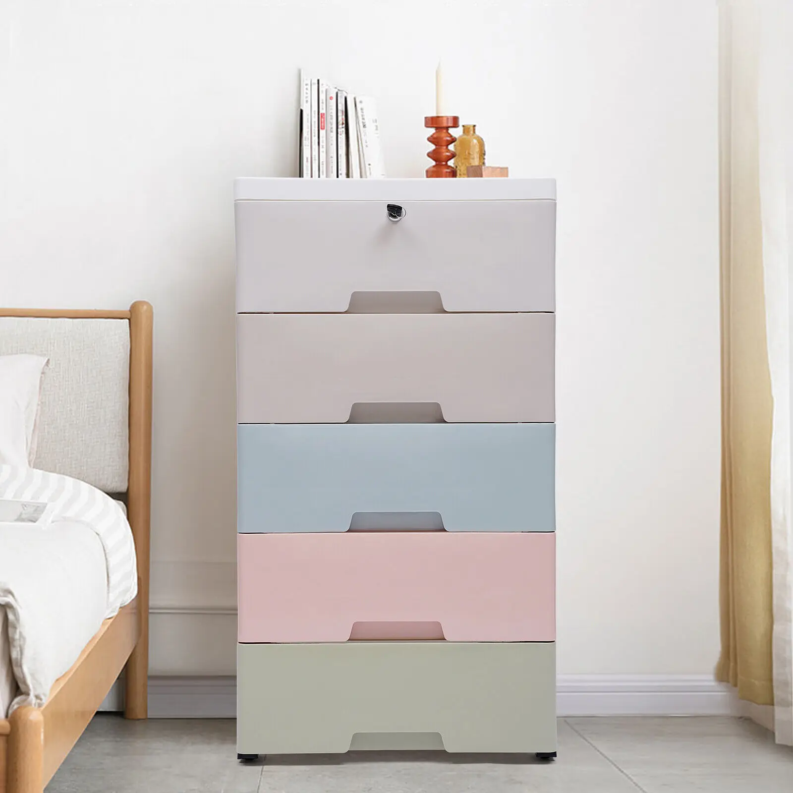 

Dresser Storage Cabinet 5 Drawer Stackable Vertical Clothes Storage Tall Small Closet Plastic Drawers Home Furniture