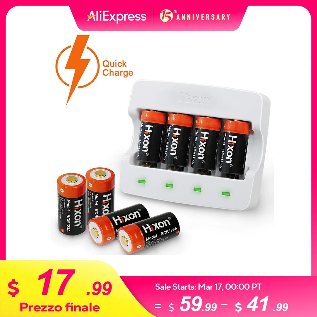 Set Caricabatteria Per Batterie Foto 2 Pile CR123 Ricaricabili - Foto 11