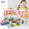 Children's  Diy Play House Toy Built-up Villa School Hospital  Assembling Small Furniture  Castle Doll House Girl Christmas Gift 1