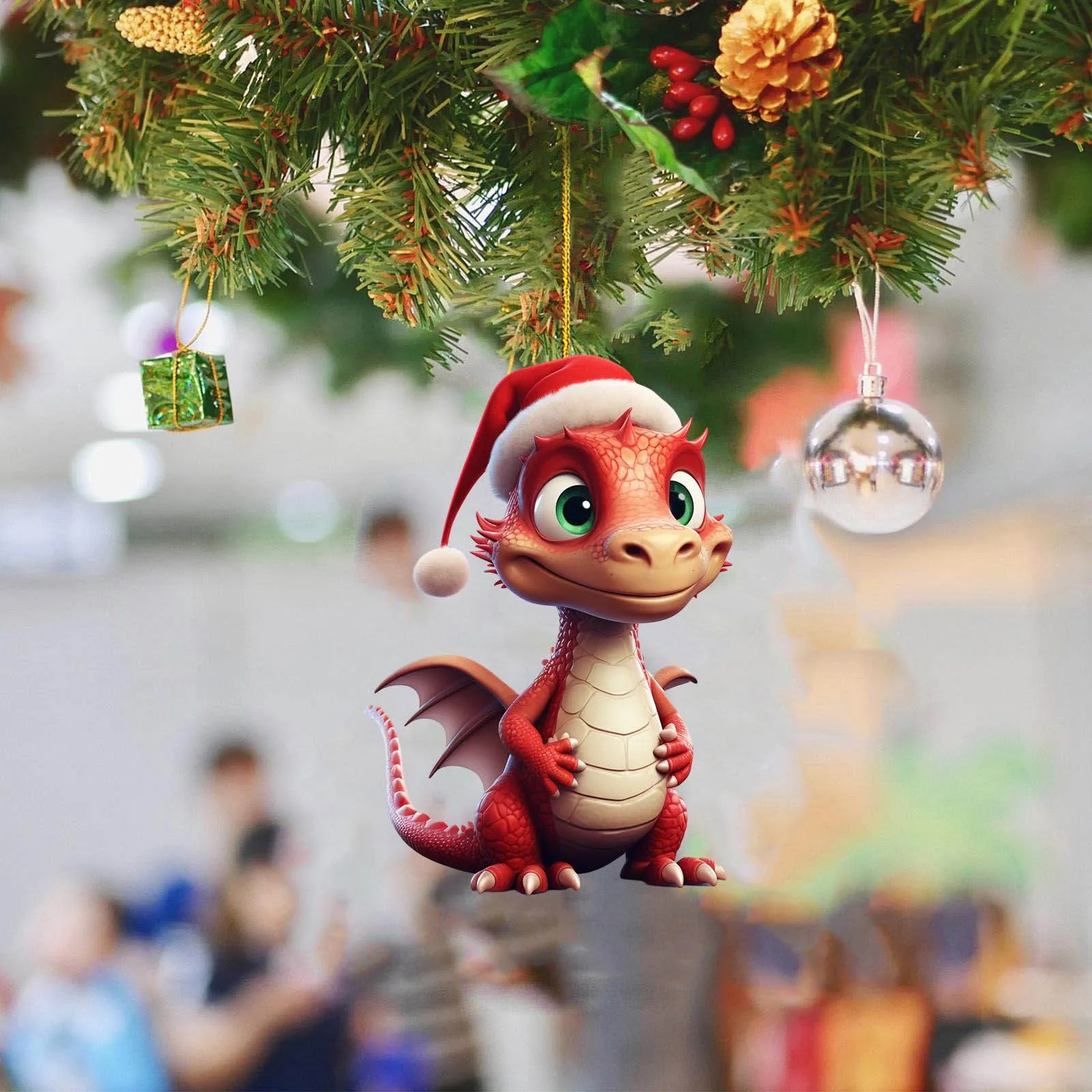 

2024 Cute Cartoon Dragon Baby Hanging Ornament Christmas Tree Decor Car Pendant Christmas Decorations Acrylic Holiday Gifts