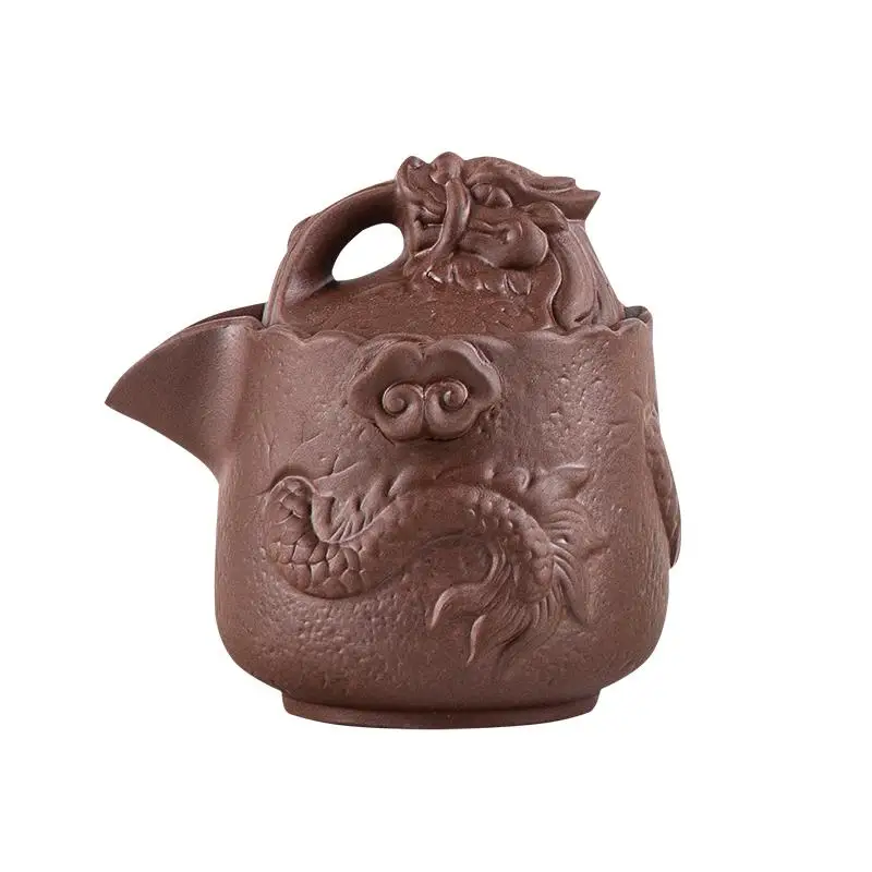 300ml Purple Clay Tea Maker Chinese Style Zhu Ni Hand-held Teapot Home Kung Fu Tea Set Handmade Tenglong Teapot