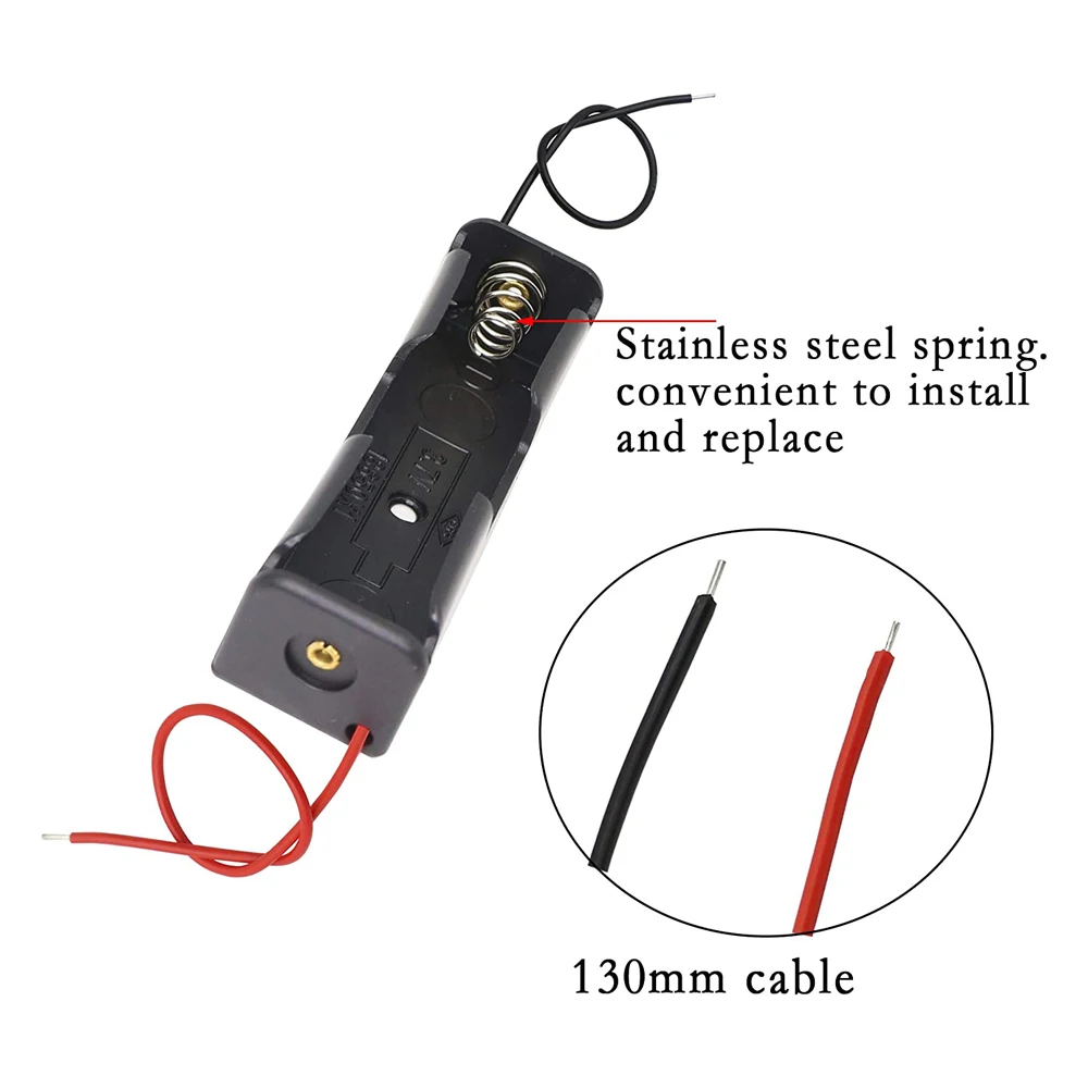 10Pcs 18650 보조베터리 케이스 1 슬롯 포트 DIY 배터리 컨테이너 와이어 리드 포함 3.6V-4.2V 18650 배터리 홀더 보관함 케이스