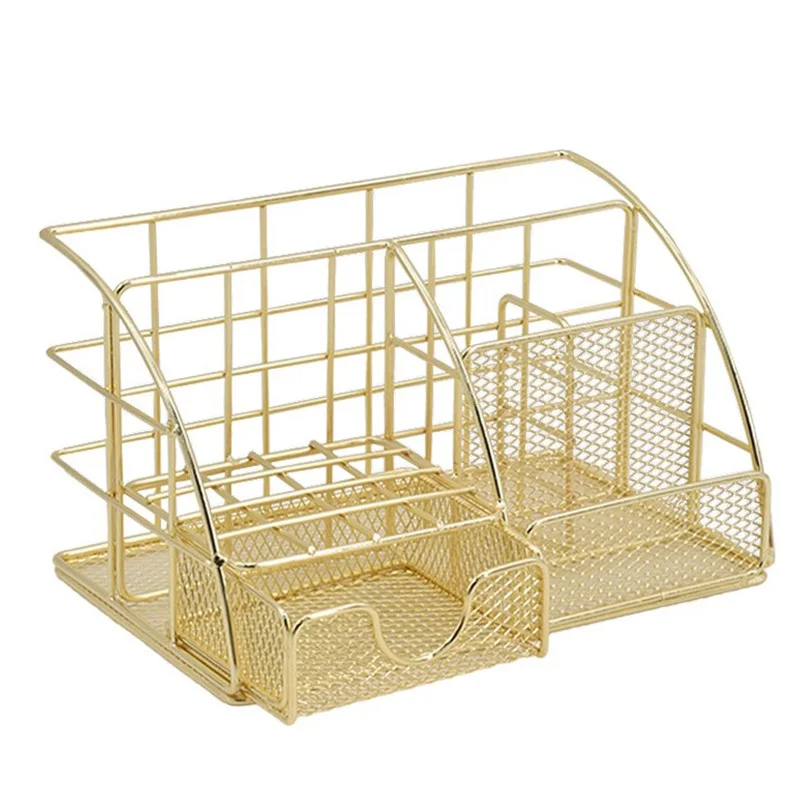 Desktop Storage Box Rose Gold Mesh Metal Office Supplies Accessories with Drawer for Home Office Makeup Organizer органайзер drawer storage box