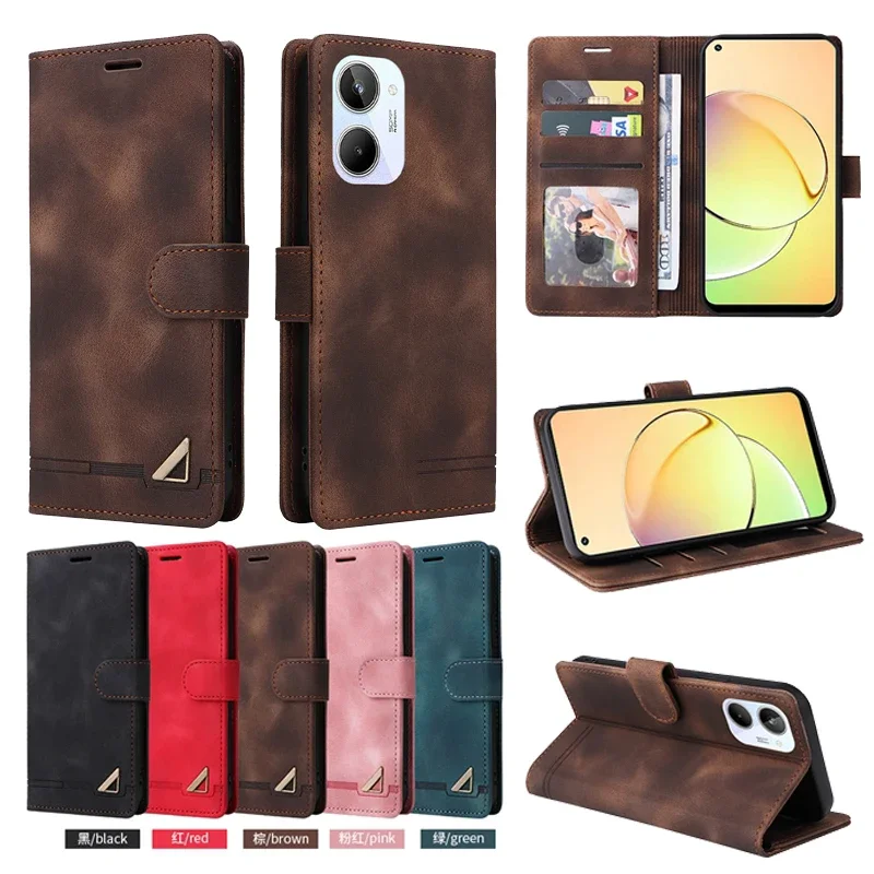 

Wallet Anti-theft Leather Case For Realme 10 9 Pro Plus 9i 8 Pro 5 5G C20 OPPO A96 A95 5G A94 A77 A57 A54 A53 A36 A16 A15S Cover