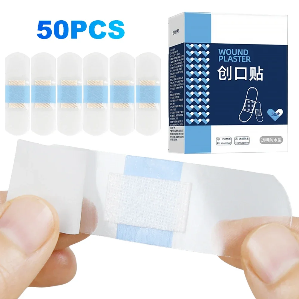 Band Aid Dressing 50/120Pcs Transparent Waterproof Adhesive Bandages For Sports Bathing Protective First Aid