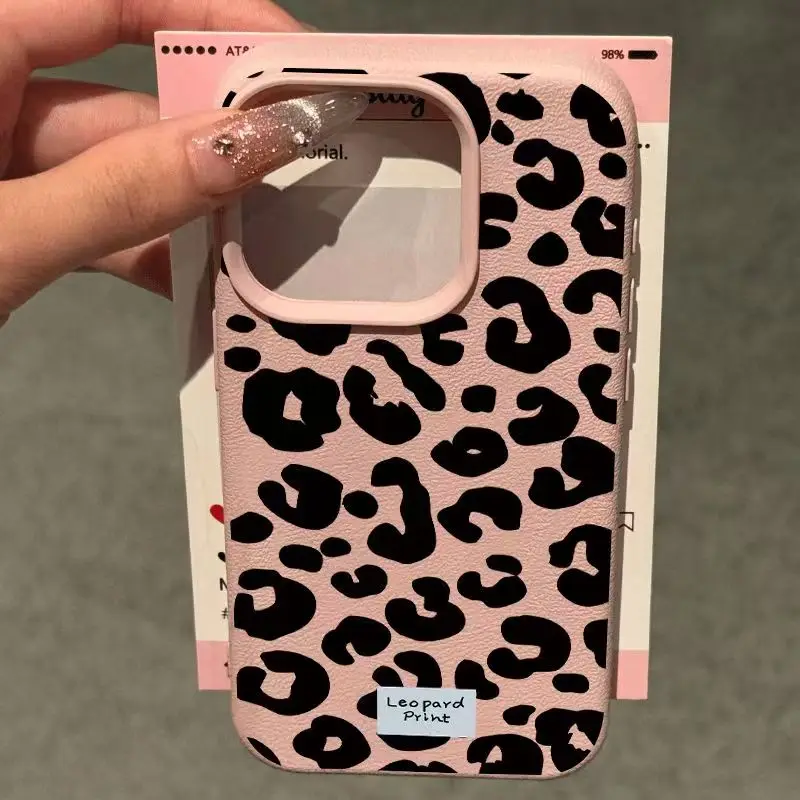 Leopard Print Lichee Pattern Phone Case - Stylish Protective Cover