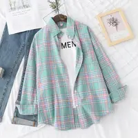 Chemise à carreaux en flanelle pour femmes, marque décontractée, nouvelle Boutique d'automne 2025, chemisier ample et hauts pour dames, chemises à manches longues, vêtements 1