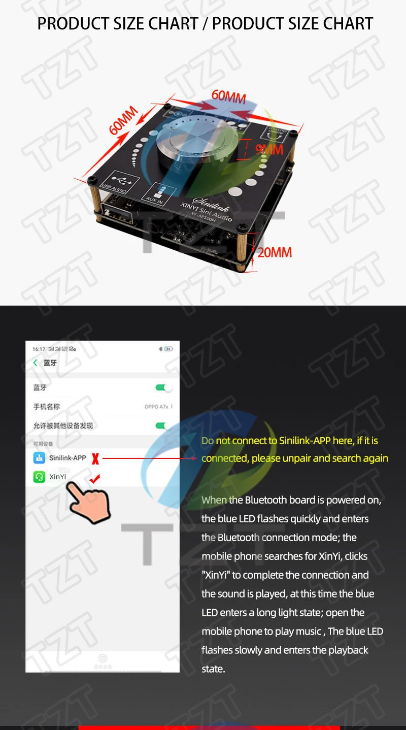 1/2PCS XY-AP100H XY-AP100L 100W + 100W Dual TPA3116D2 Bluetooth 5,0 Stereo Audio Digital Power audio Verstärker Bord AMP AUX USB – Detail 5