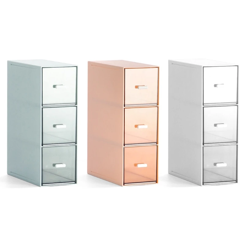 

3 Layers Plastic Makeup Mini Desktop Storage Box Cosmetic Drawer for C