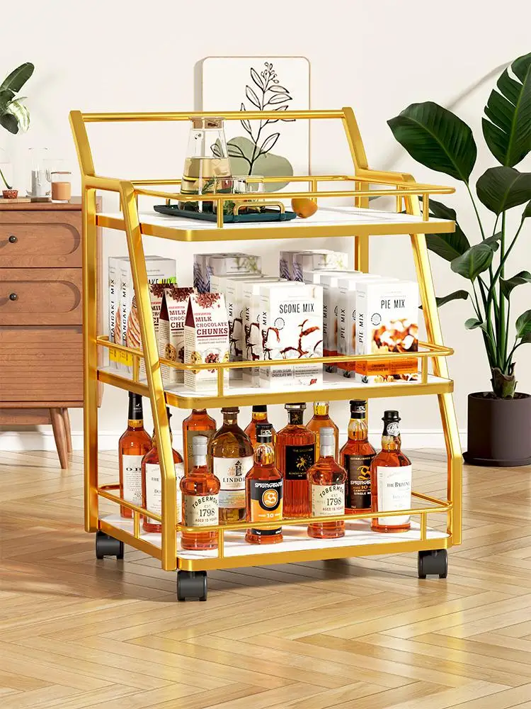 European Light Luxury Mobile Trolley Food Truck Restaurant Delivery Dining Car Tableware Storage And Push Drivers To Push The