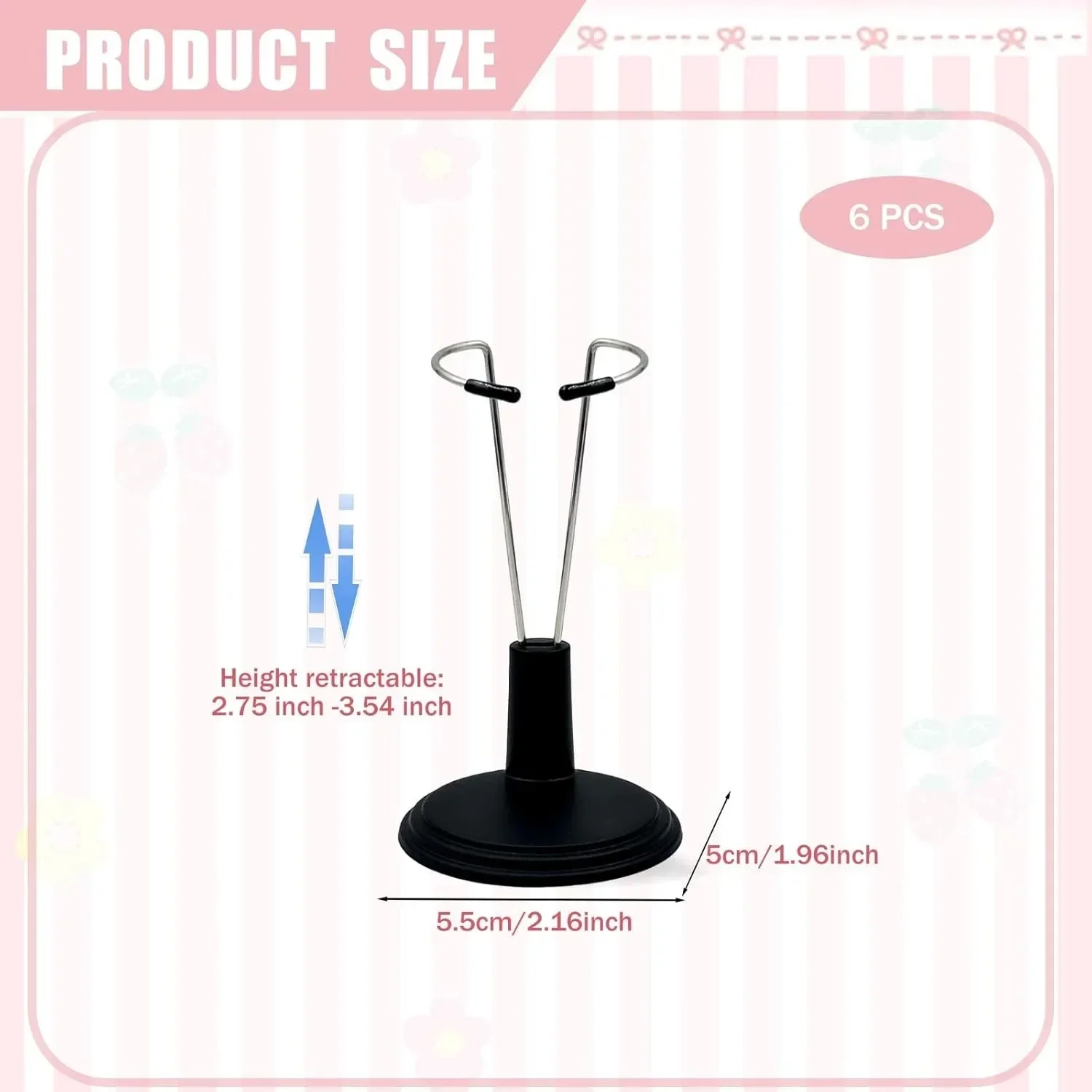Adjustable Doll Stand for LABU,Doll Display Holder Support for 4-8 Inches Dolls,Keep The Doll in a Standing Position