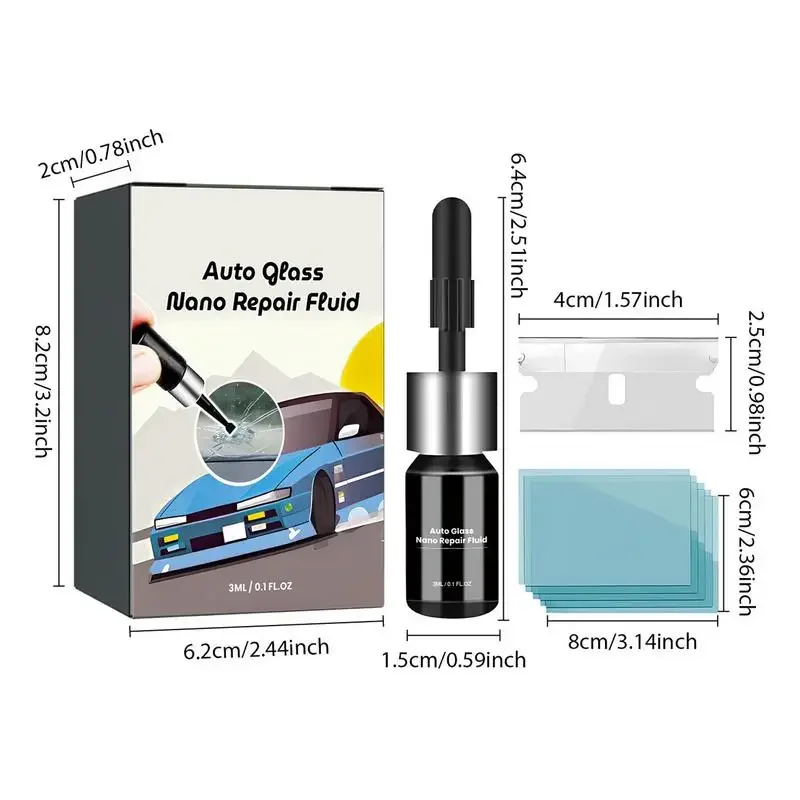Car Glass Nano Repair Fluid Auto Windshield Repair Kit Glass Shatter Cracks Repair Glue Car Accessories For Window Mirror 6