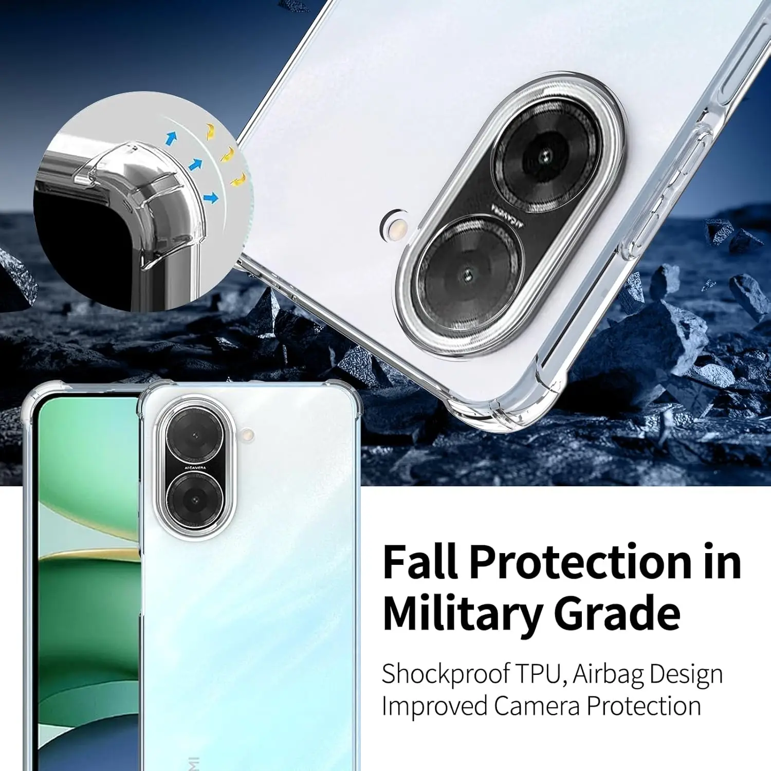 Transparent Shockproof Clear Crystal Silicone Case with Airbag Corners