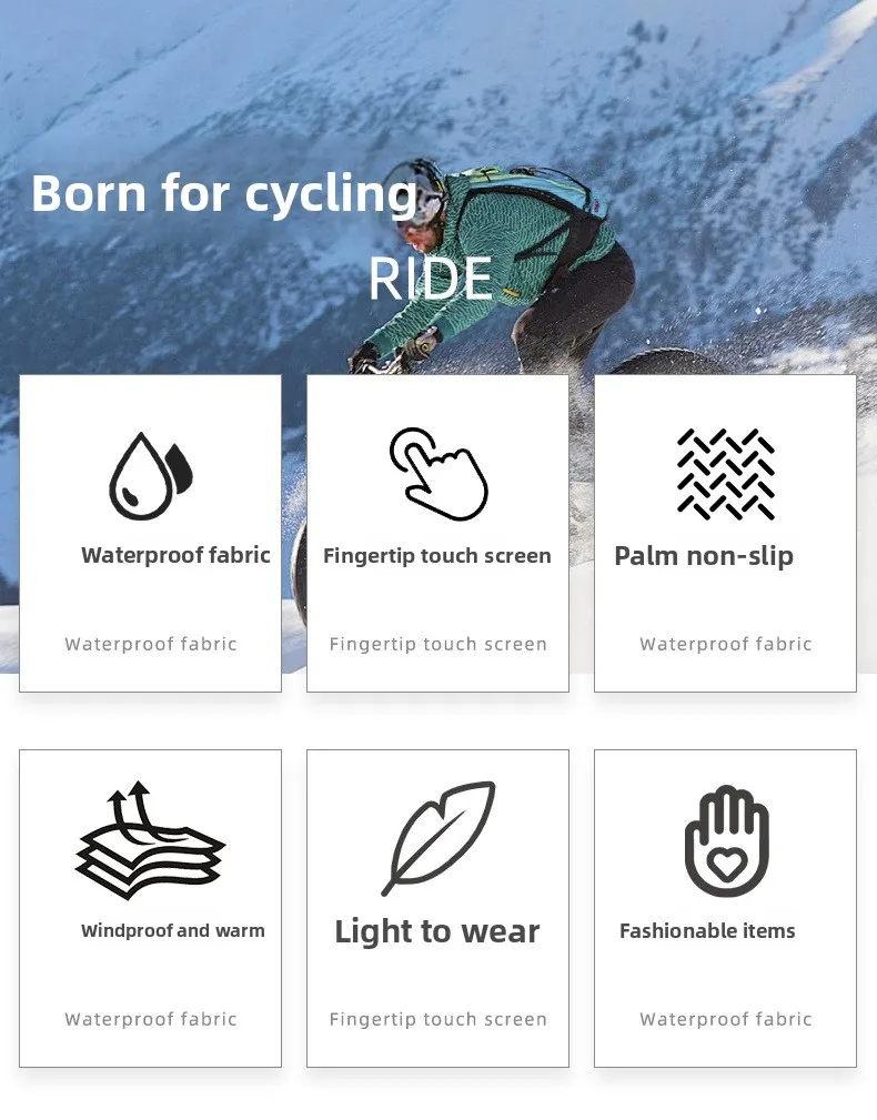 Description Picture 3 of itemCycling gloves for men in winter, warm and fleece windproof and cold proof touch screen sports outdoor cycling gloves
