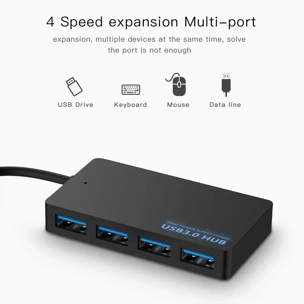 4 Port USB 3.0 HUB Extender Adapter High Speed Data Transfer Docking Station Splitter for PC Laptop Accessories