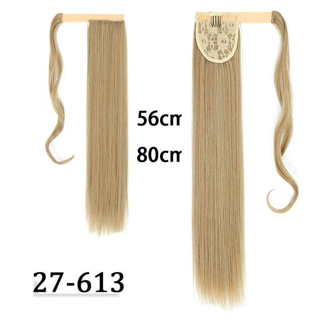 My-Diva Long Straight Heat Resistant Synthetic Ponytail Hair Extension Wrap Around  Fake Hair Clip In Brown Pony Tail M27-613