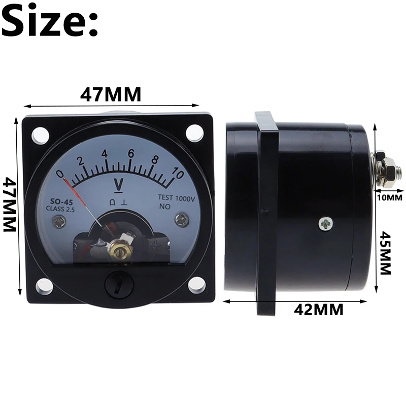 SO-45 DC Anlog Voltmeter 1V-500V voltage panel meter analog voltmeter