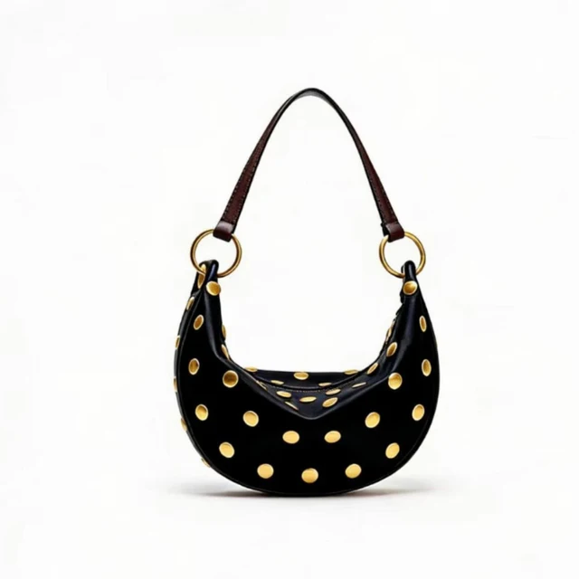 Sac de Commuter Élégant pour Femme 2026 – Sac à Main Polyvalent Tendance avec Rivets, Style Dumpling, Porté Épaule ou Croisé 1