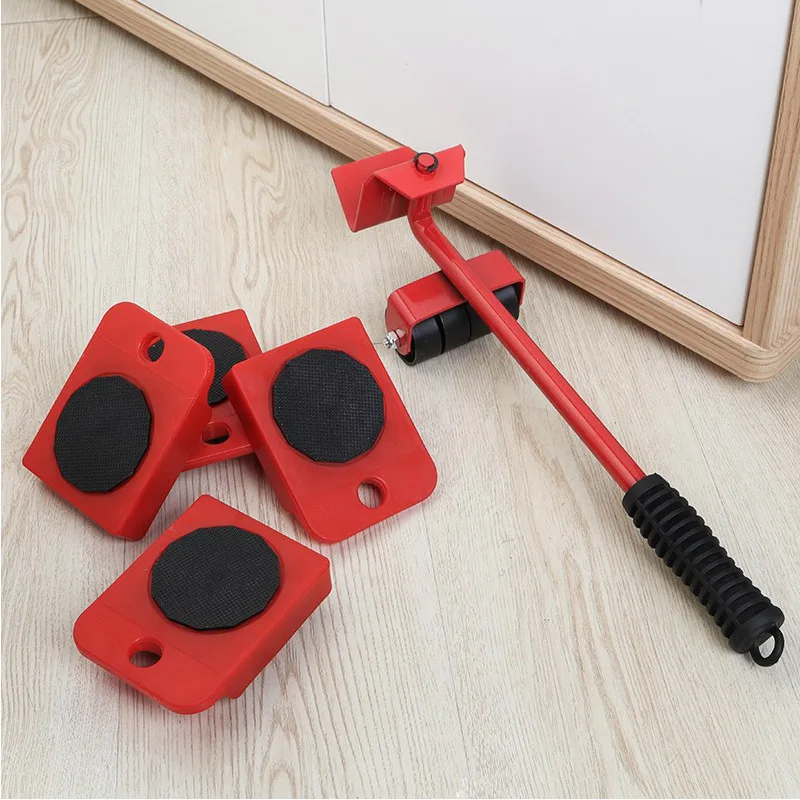 Set di Rulli per Spostamento Mobili, Attrezzo per Sollevamento e Trasporto, Barra con Ruote per Spostare Oggetti Pesanti, Dispositivo Manuale - immagine 4