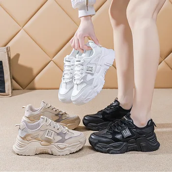 cinessd sneakers all match shoes women vulcanize shoes light thick soled casual shoes mesh women comfortable breathable increase