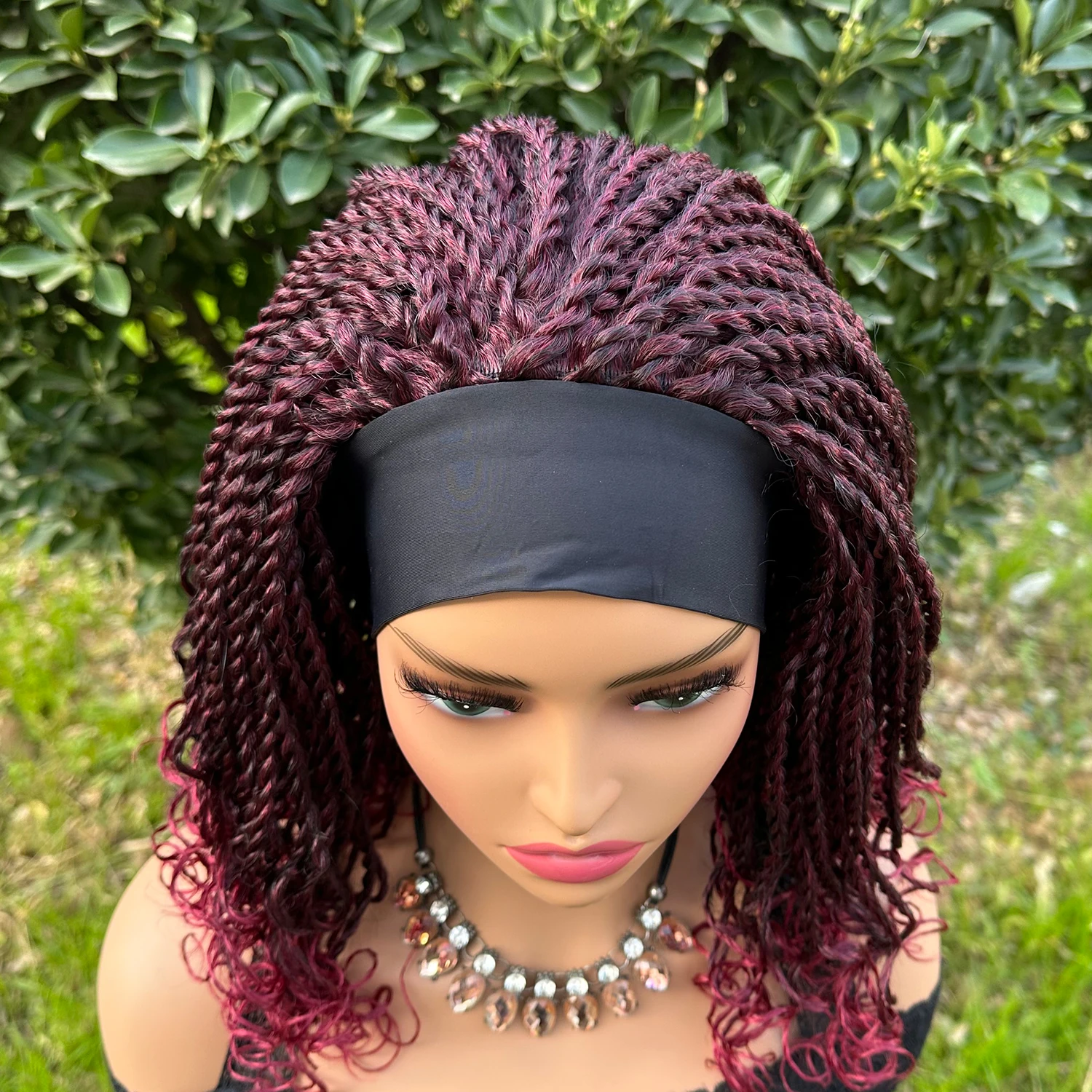 Short Synthetic Braided Headband Wigs For Black Women Box Braided Headband Bob Wig African Braiding Hair Headband Bob Wig