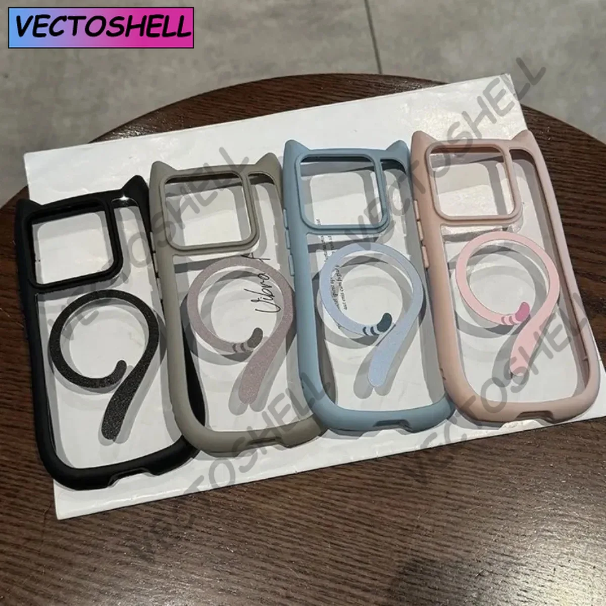Luxury Magnetic Cat Ear Clear Case - Shockproof & Wireless Charging Cover