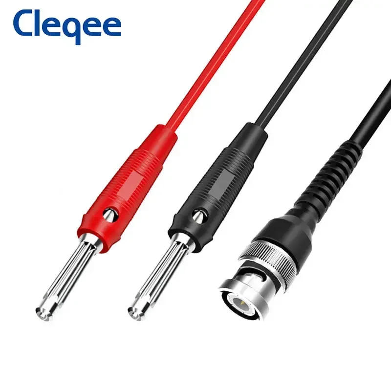 Cleqee P1008A BNC Male to Dual 4mm Stackable Banana Plug With Test Leads Probe Q9 Oscilloscope Cable 120CM