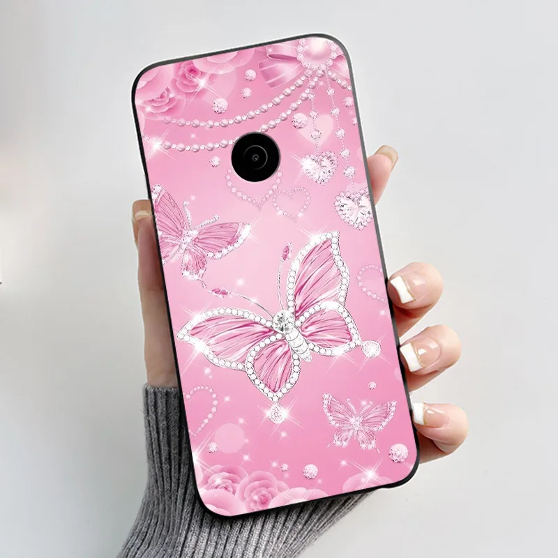 Cute Flower Cartoon Soft Silicone Phone Case – Black Printed Shell Cover