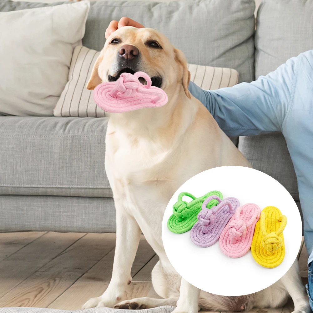 

Pet Dog Chew Knot Toy Cotton Rope Slippers Pet Toy Cleaning Teeth Bite Resistant Chew Puppy Toy Dogs Accessories