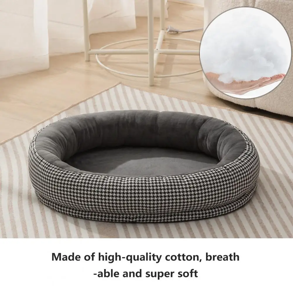 

Fluffy Cat Nest Fluffy Round Donut Dog Bed with Raised Edge Anti-slip Bottom for Medium Dogs Pet Bed for Anxiety Relief Extra